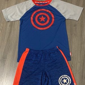 Marvel Cap America Summer Set. Shirt M Shorts XS